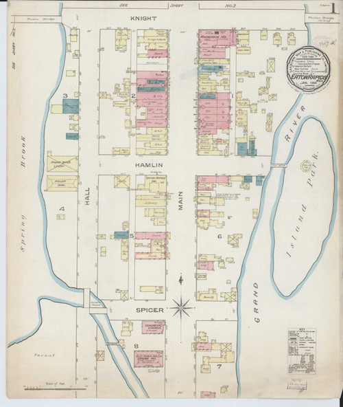 Eaton Rapids Michigan 1886 - Fire Insurance Index - Old Map Reprint