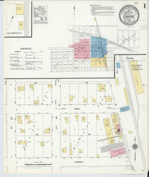 Edmore Michigan 1910 - Fire Insurance Index - Old Map Reprint