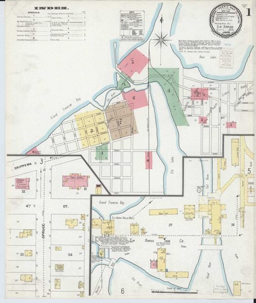 Elk Rapids Michigan 1900 - Fire Insurance Index - Old Map Reprint