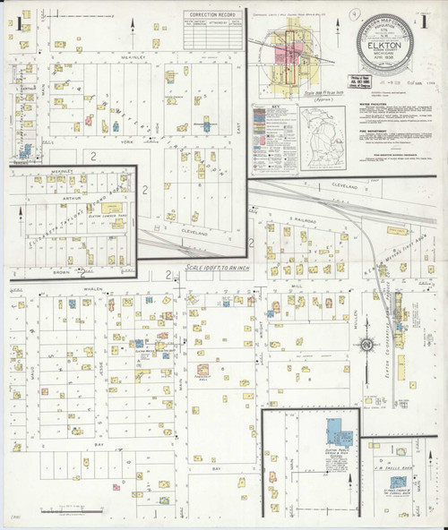 Elkton Michigan 1938 - Fire Insurance Index - Old Map Reprint