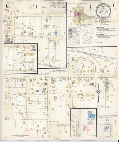Elkton Michigan 1939 - Fire Insurance Index - Old Map Reprint