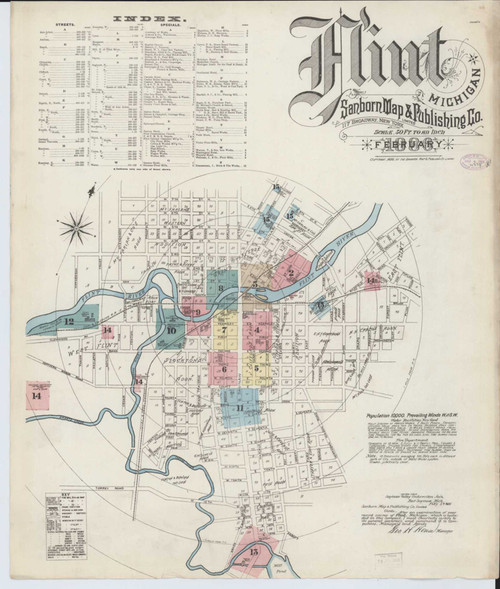 Flint Michigan 1886 - Fire Insurance Index - Old Map Reprint
