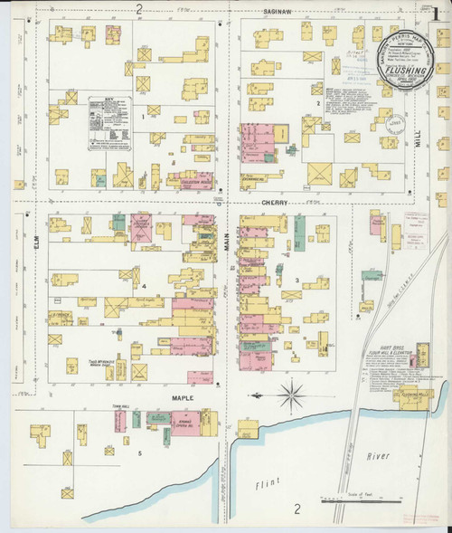 Flushing Michigan 1900 - Fire Insurance Index - Old Map Reprint