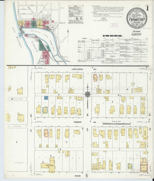 Frankfort Michigan 1911 - Fire Insurance Index - Old Map Reprint