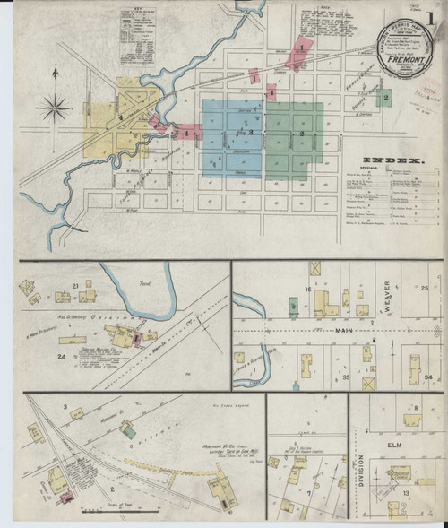 Fremont Michigan 1894 - Fire Insurance Index - Old Map Reprint