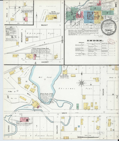 Fremont Michigan 1899 - Fire Insurance Index - Old Map Reprint