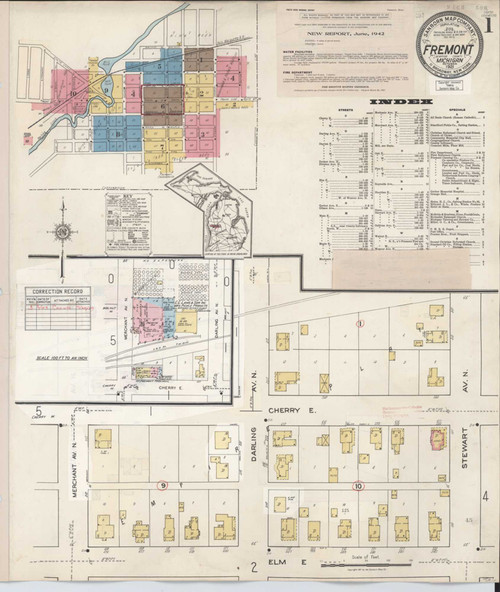 Fremont Michigan 1949 - Fire Insurance Index - Old Map Reprint