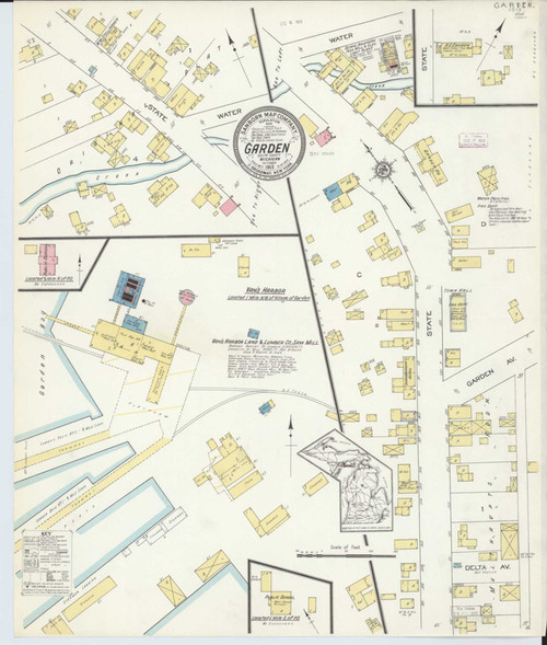 Garden Michigan 1913 - Fire Insurance Index - Old Map Reprint