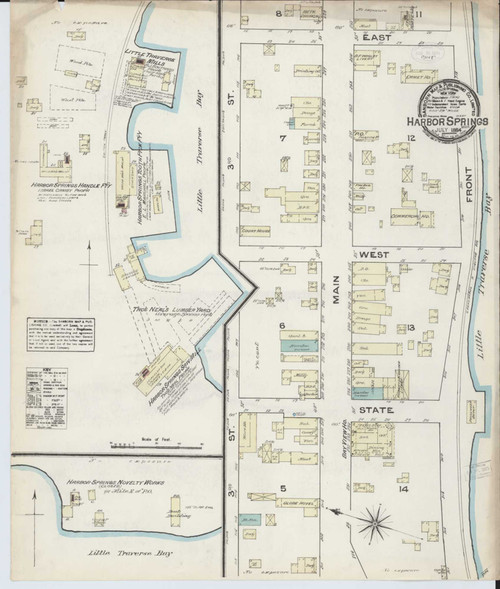 Harbor Springs Michigan 1884 - Fire Insurance Index - Old Map Reprint