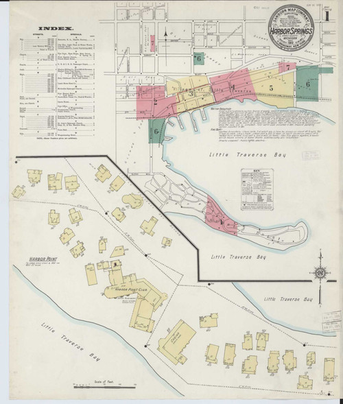 Harbor Springs Michigan 1912 - Fire Insurance Index - Old Map Reprint