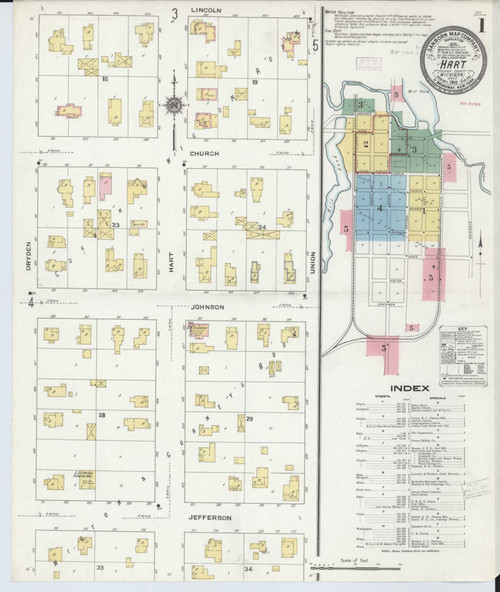 Hart Michigan 1910 - Fire Insurance Index - Old Map Reprint
