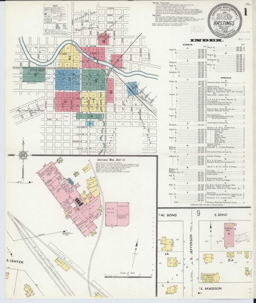 Hastings Michigan 1909 - Fire Insurance Index - Old Map Reprint