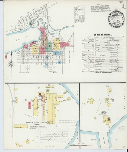 Holland Michigan 1896 - Fire Insurance Index - Old Map Reprint