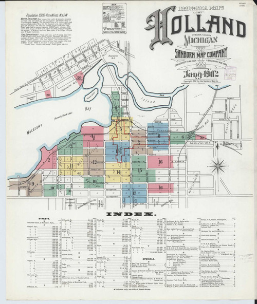 Holland Michigan 1902 - Fire Insurance Index - Old Map Reprint
