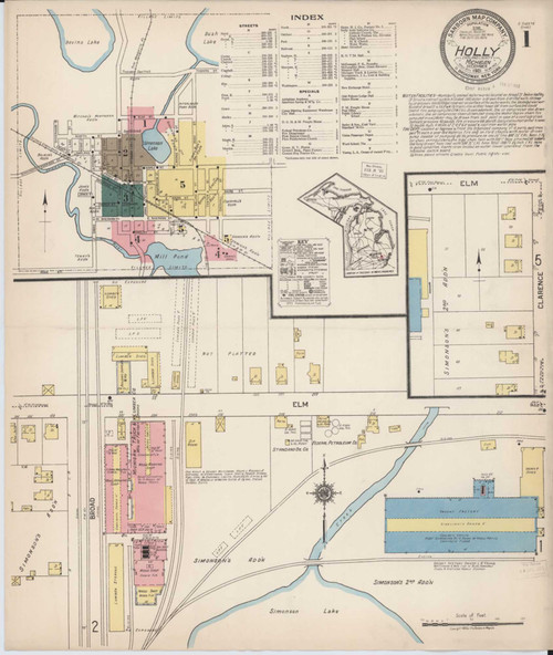 Holly Michigan 1921 - Fire Insurance Index - Old Map Reprint
