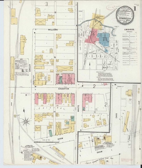 Howard City Michigan 1899 - Fire Insurance Index - Old Map Reprint