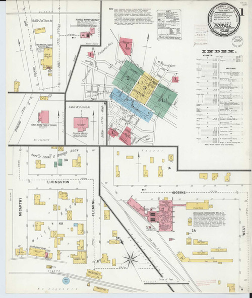 Howell Michigan 1899 - Fire Insurance Index - Old Map Reprint