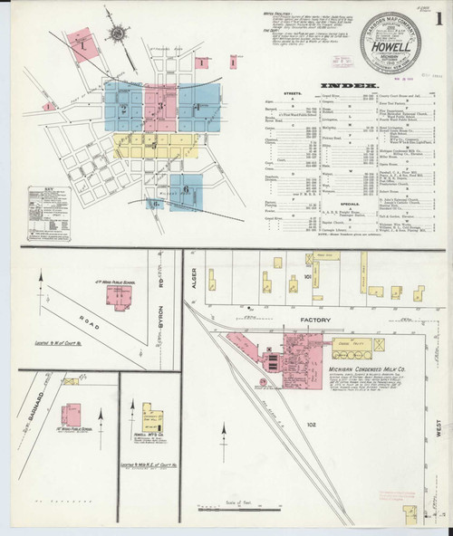 Howell Michigan 1910 - Fire Insurance Index - Old Map Reprint