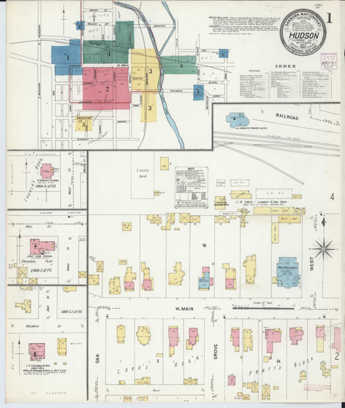 Hudson Michigan 1907 - Fire Insurance Index - Old Map Reprint