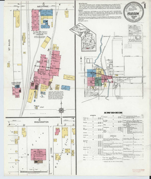 Hudson Michigan 1919 - Fire Insurance Index - Old Map Reprint