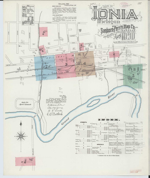 Ionia Michigan 1890 - Fire Insurance Index - Old Map Reprint