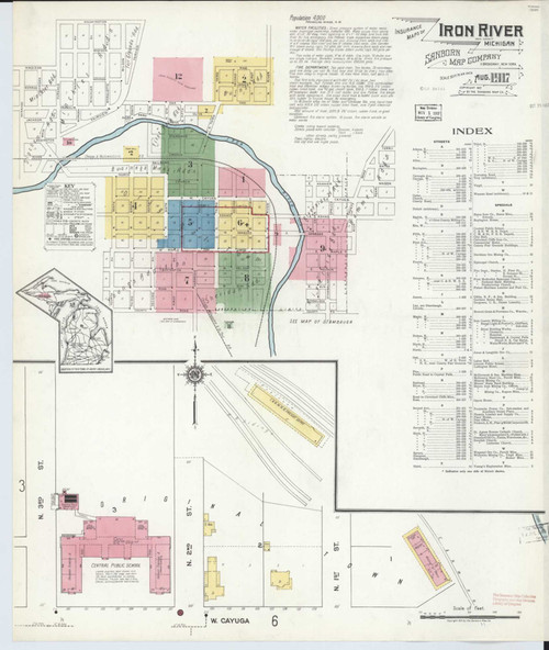 Iron River Michigan 1917 - Fire Insurance Index - Old Map Reprint