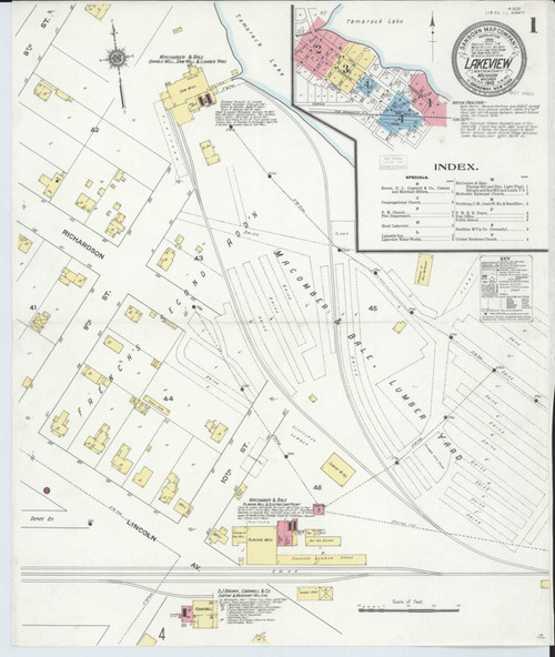 Lakeview Michigan 1910 - Fire Insurance Index - Old Map Reprint