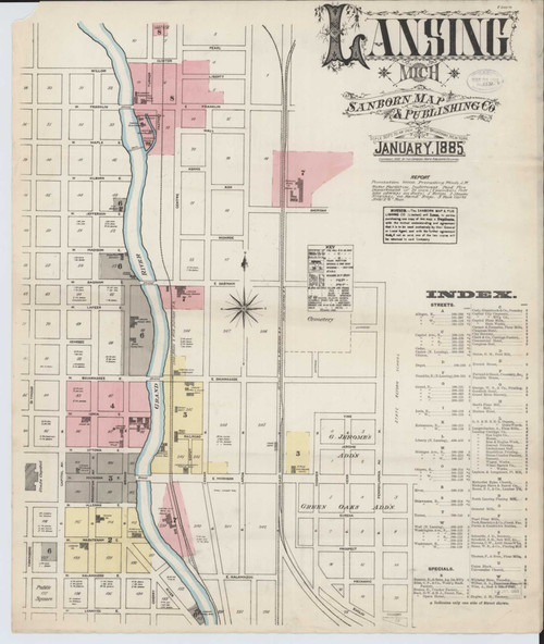 Lansing Michigan 1885 - Fire Insurance Index - Old Map Reprint