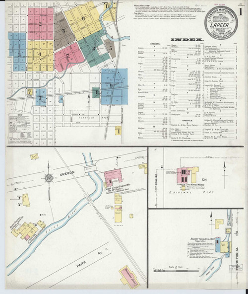 Lapeer Michigan 1909 - Fire Insurance Index - Old Map Reprint