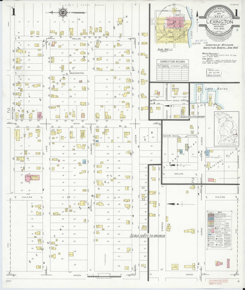 Lexington Michigan 1940 - Fire Insurance Index - Old Map Reprint