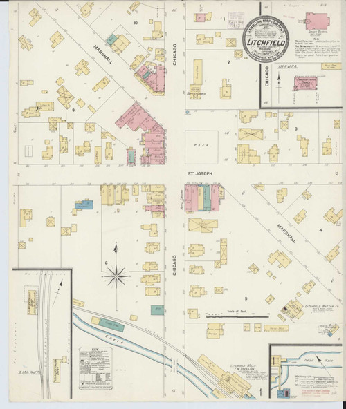 Litchfield Michigan 1907 - Fire Insurance Index - Old Map Reprint