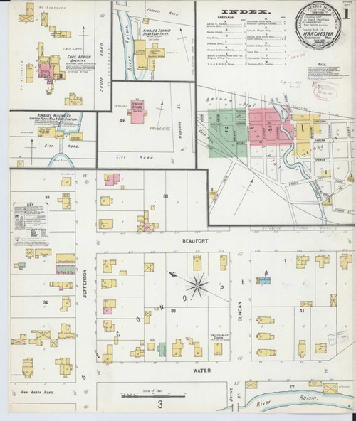 Manchester Michigan 1893 - Fire Insurance Index - Old Map Reprint