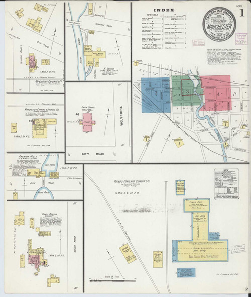 Manchester Michigan 1907 - Fire Insurance Index - Old Map Reprint