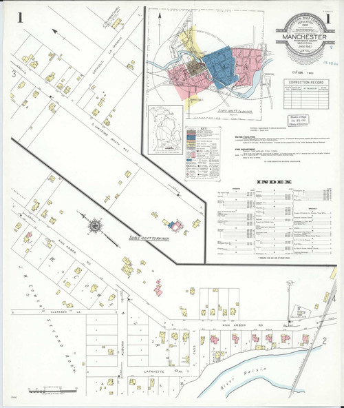 Manchester Michigan 1941 - Fire Insurance Index - Old Map Reprint