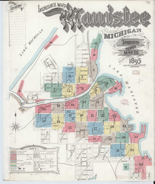 Manistee Michigan 1895 - Fire Insurance Index - Old Map Reprint