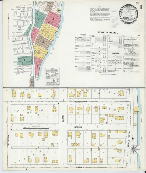 Marine City Michigan 1900 - Fire Insurance Index - Old Map Reprint