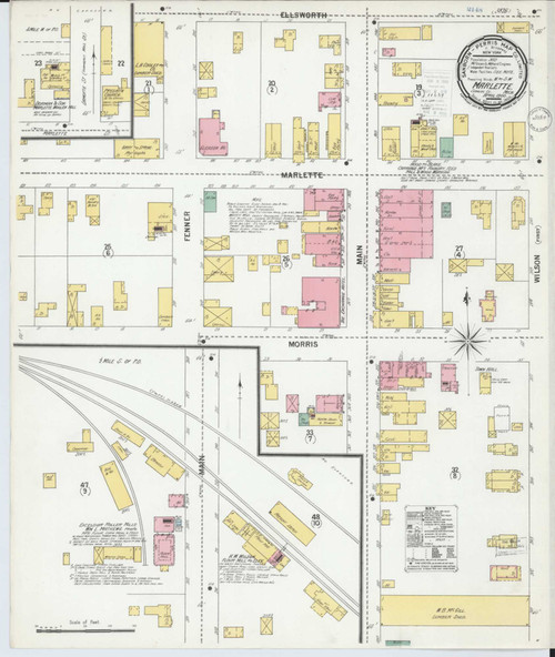 Marlette Michigan 1900 - Fire Insurance Index - Old Map Reprint