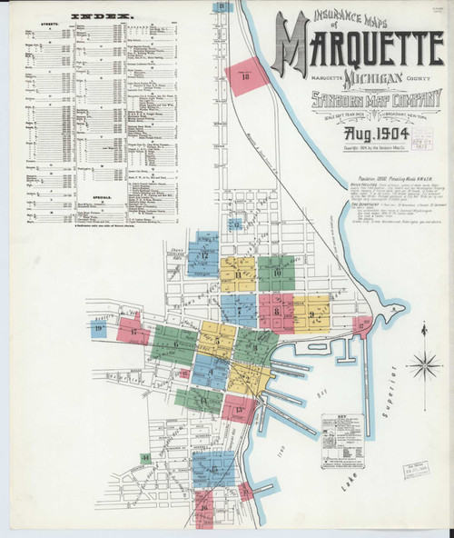 Marquette Michigan 1897 - Fire Insurance Index - Old Map Reprint