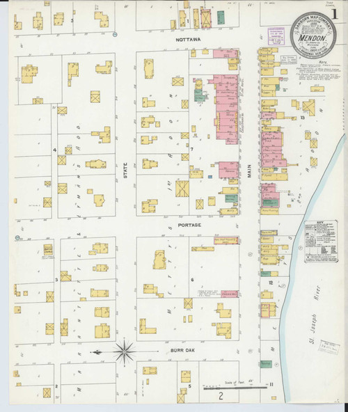 Mendon Michigan 1904 - Fire Insurance Index - Old Map Reprint