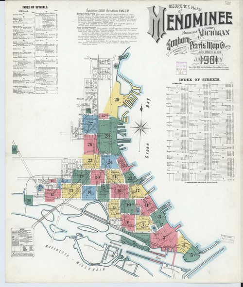 Menominee Michigan 1901 - Fire Insurance Index - Old Map Reprint