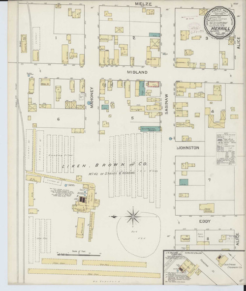 Merrill Michigan 1893 - Fire Insurance Index - Old Map Reprint
