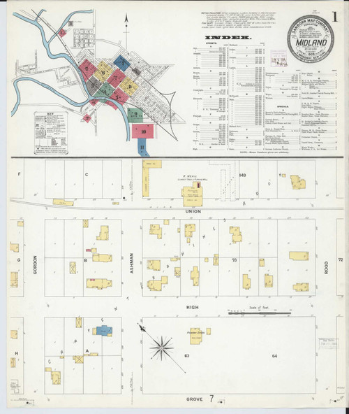 Midland Michigan 1909 - Fire Insurance Index - Old Map Reprint