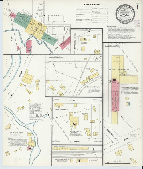Milan Michigan 1908 - Fire Insurance Index - Old Map Reprint