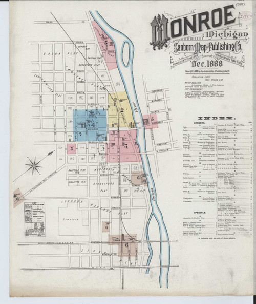 Monroe Michigan 1888 - Fire Insurance Index - Old Map Reprint