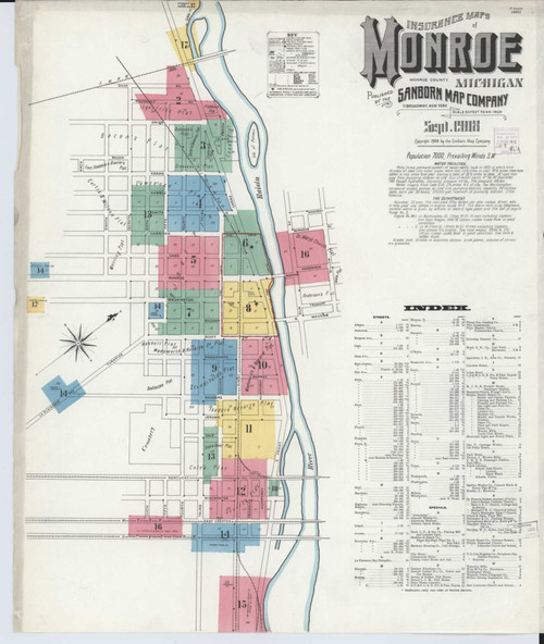 Monroe Michigan 1908 - Fire Insurance Index - Old Map Reprint