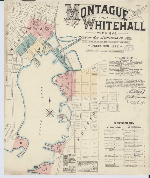 Montague Michigan 1883 - Fire Insurance Index - Old Map Reprint