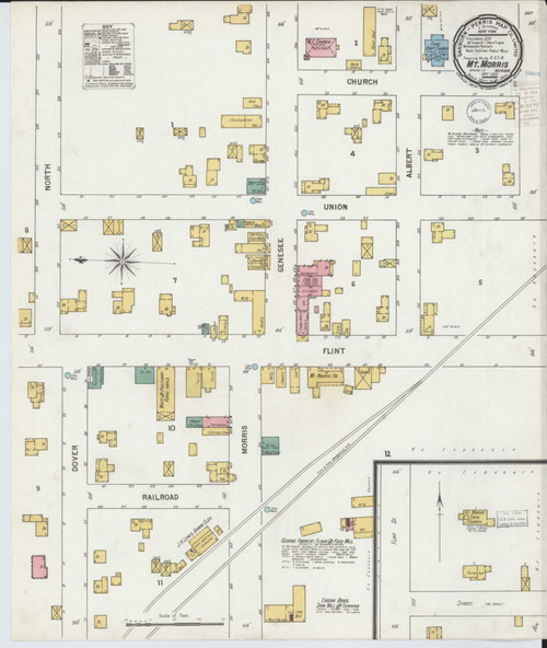 Mount Morris Michigan 1900 - Fire Insurance Index - Old Map Reprint