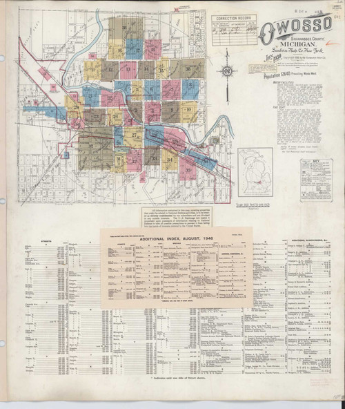 Owosso Michigan 1946 - Fire Insurance Index - Old Map Reprint