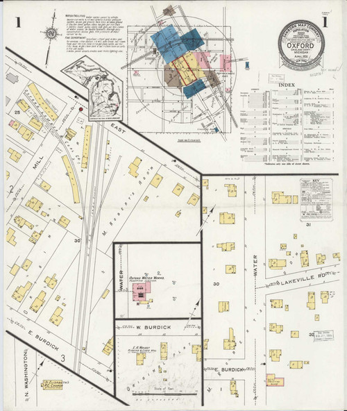 Oxford Michigan 1926 - Fire Insurance Index - Old Map Reprint