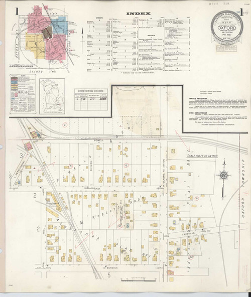 Oxford Michigan 1945 - Fire Insurance Index - Old Map Reprint
